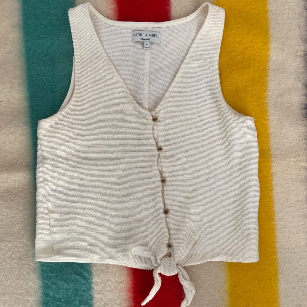Madewell Texture & Thread women's tie front, button down textured cotton tank